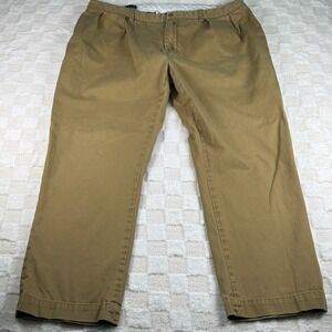 Polo by Ralph Lauren Ethan‎ Pant Mens Tan Cotton Pleated Chino Missing Button 40